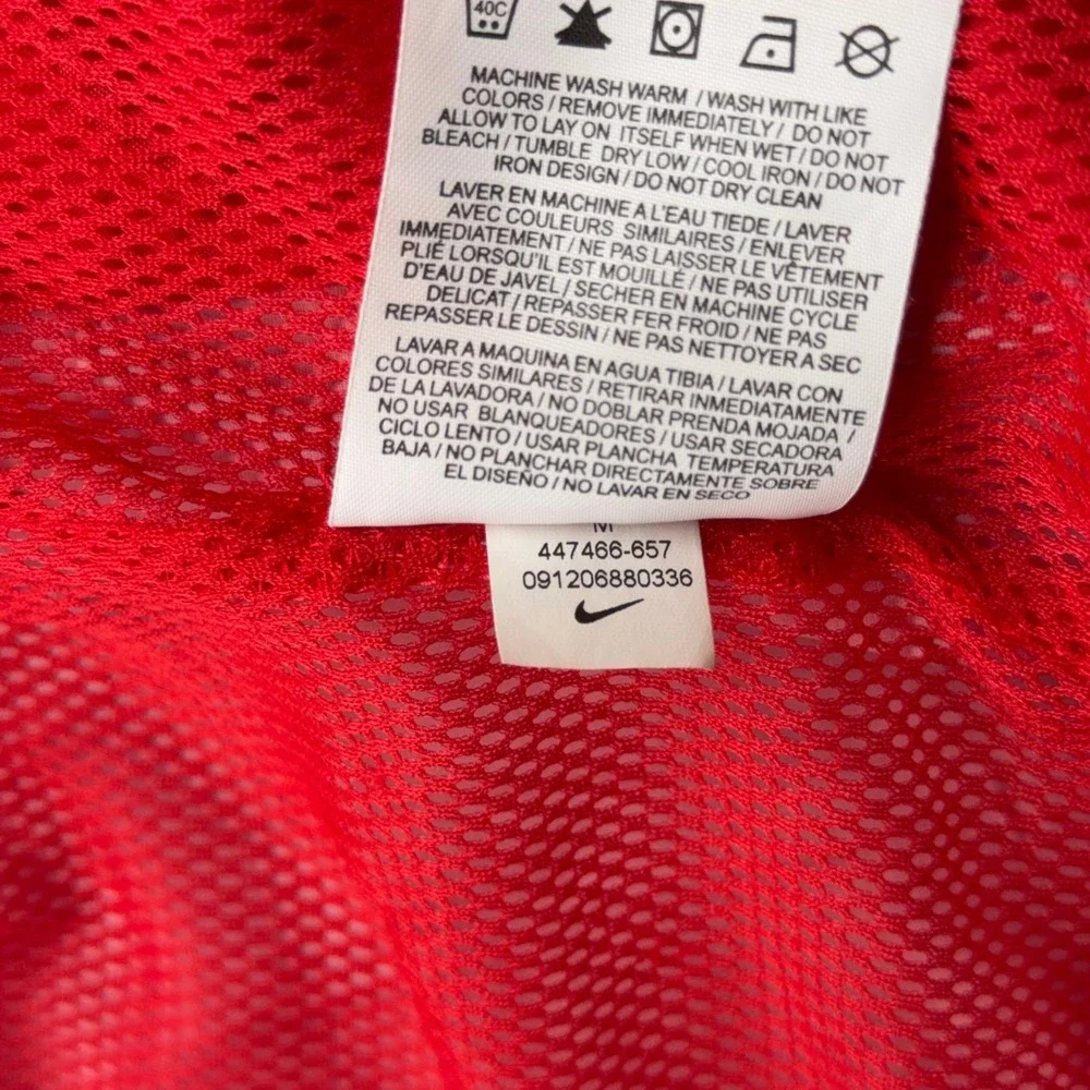 Nike Rain Jacket Mens Medium Red Foundation 12 Hooded Windbreaker Zip Soccer